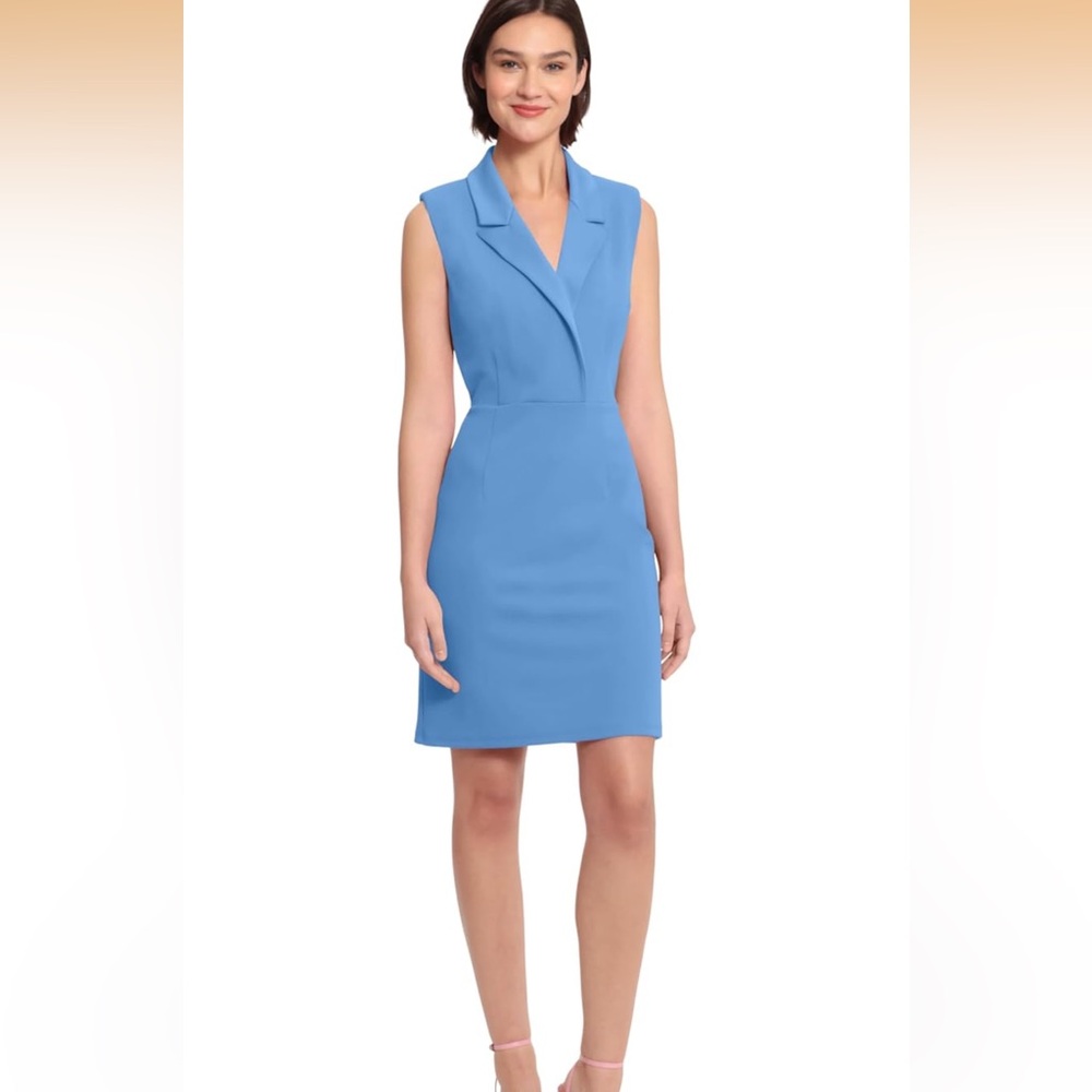NWT DONNA MORGAN LAPEL COLLARED BLUE DRESS‎ SIZE 16